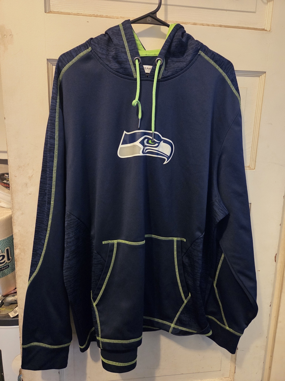 Team Apparel Navy Hoodie with Lime Accent Seahawks Logo